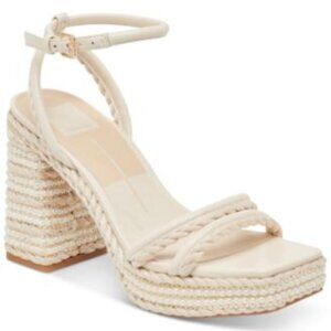 Dolce Vita Women's Agnes Pearl Beaded Platform Dress Sandals PLATINUM